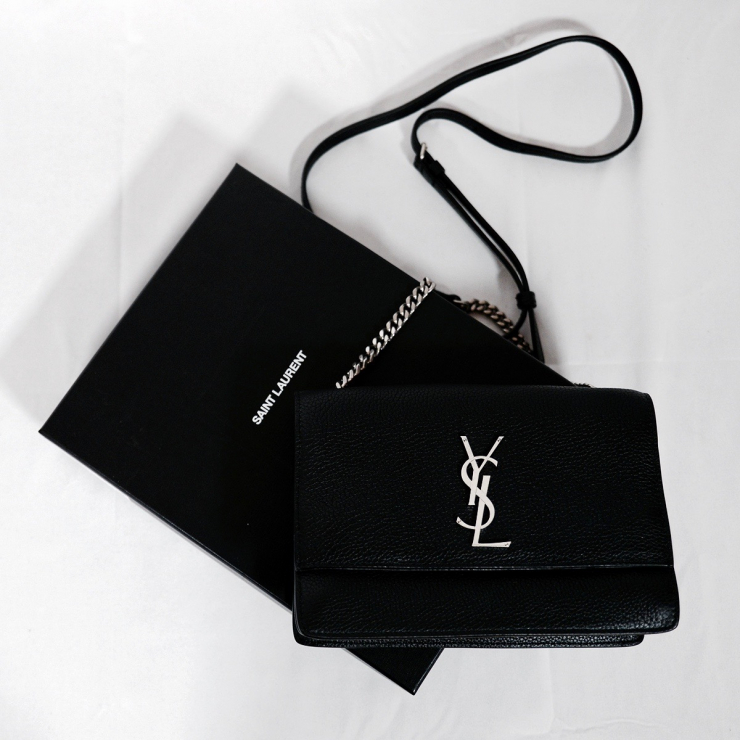 WALLET ON CHAIN YSL CUIR GRAINE
